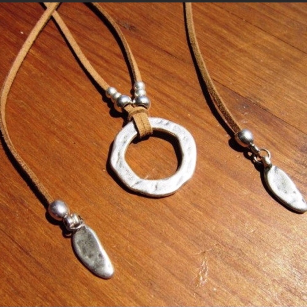 BOHO Tan Suede Silver Bead Multi-Layer Choker Wrap - Picture 8 of 8